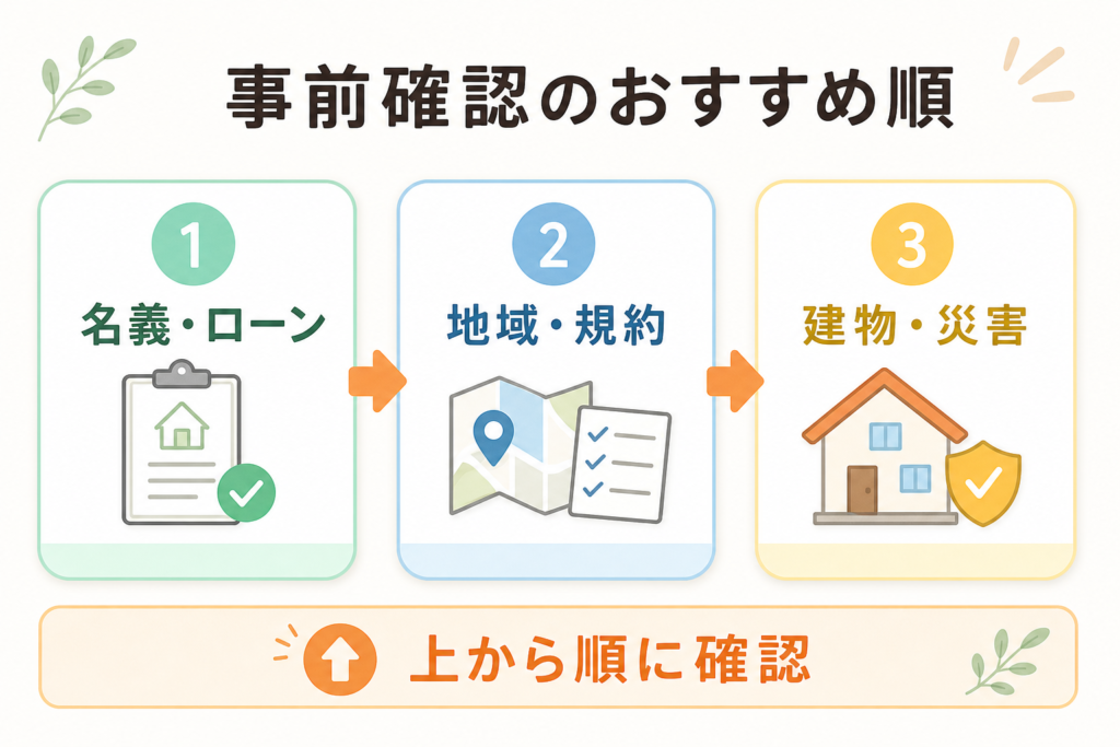 実家を貸す前の確認順:名義・ローン、地域・規約、建物・災害