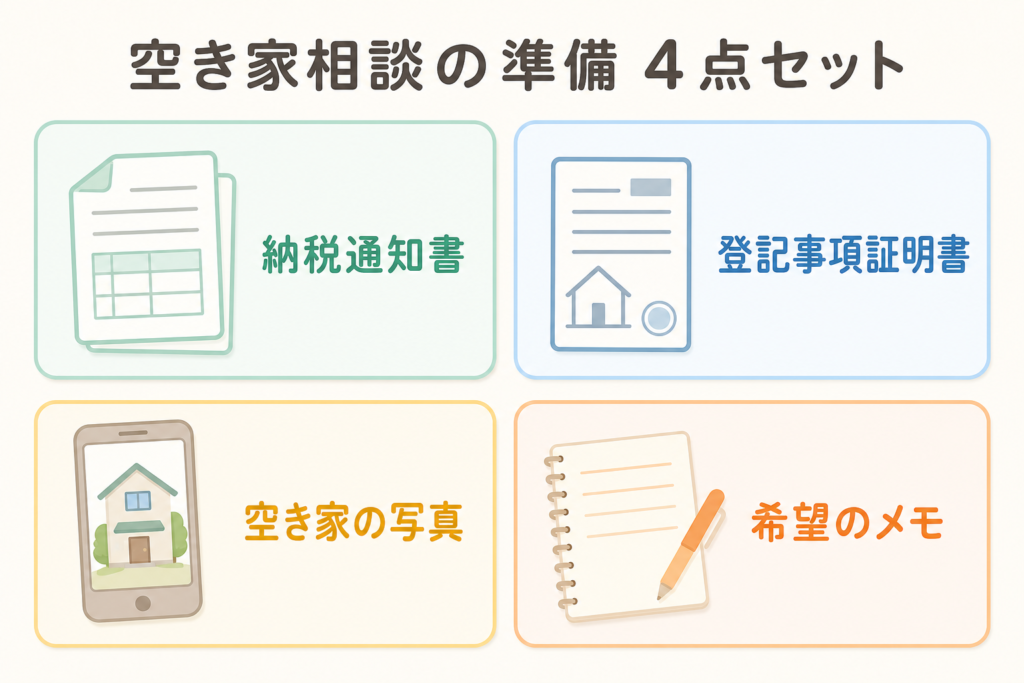 空き家の相談前にそろえる4つの資料