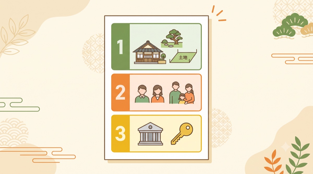 登記簿の3部構成(表題部・権利部甲区・権利部乙区)の図解